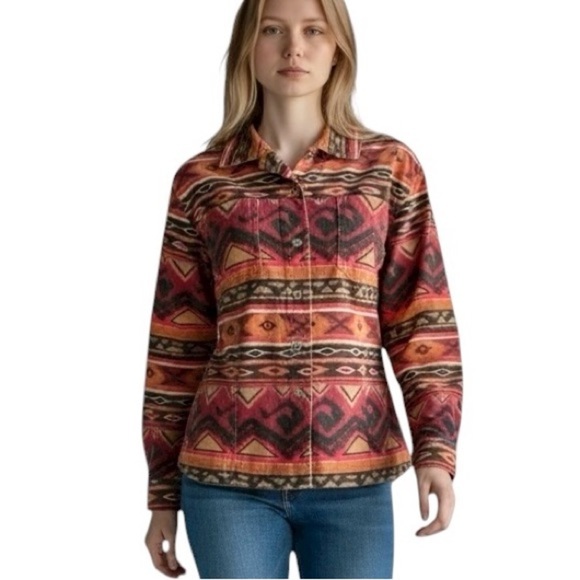 Chico’s Corduroy Shacket Size 1 Medium 90s Southwestern Aztec Ranchcore Prairie - Picture 10 of 10